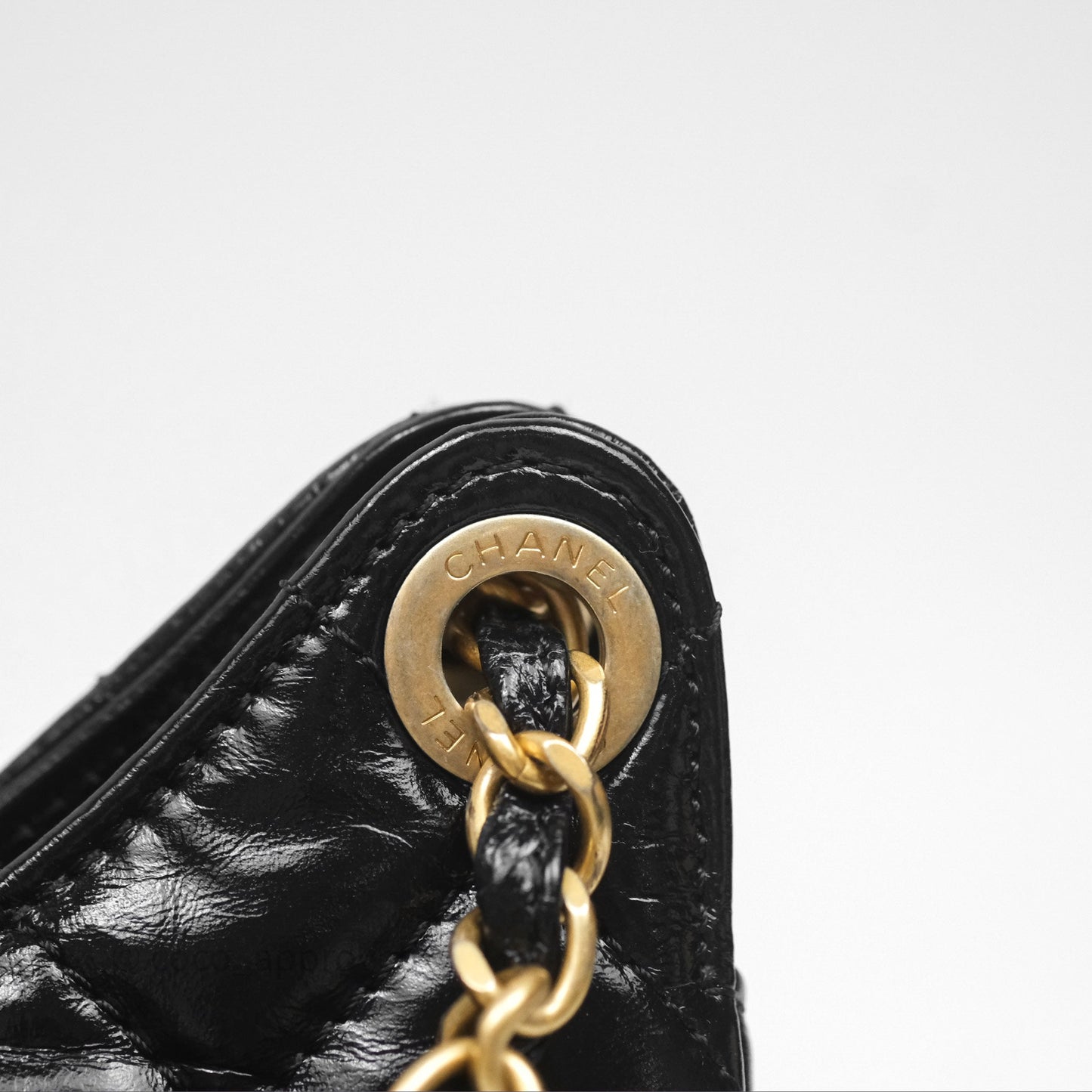 Chanel Small Wavy CC Hobo Black Shiny Crumpled Calfskin Aged Gold Hardware 23C