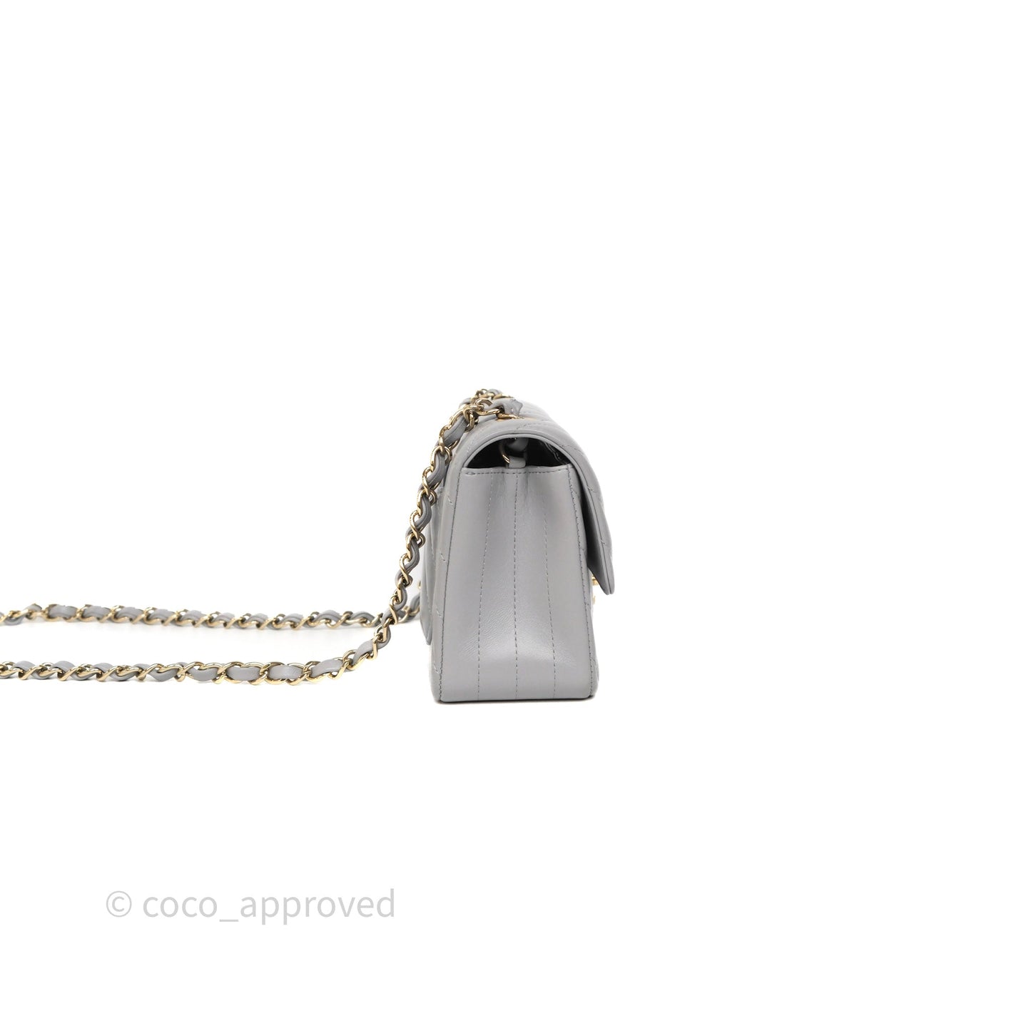 Chanel Mini Rectangular Chevron Grey Lambskin Light Gold Hardware