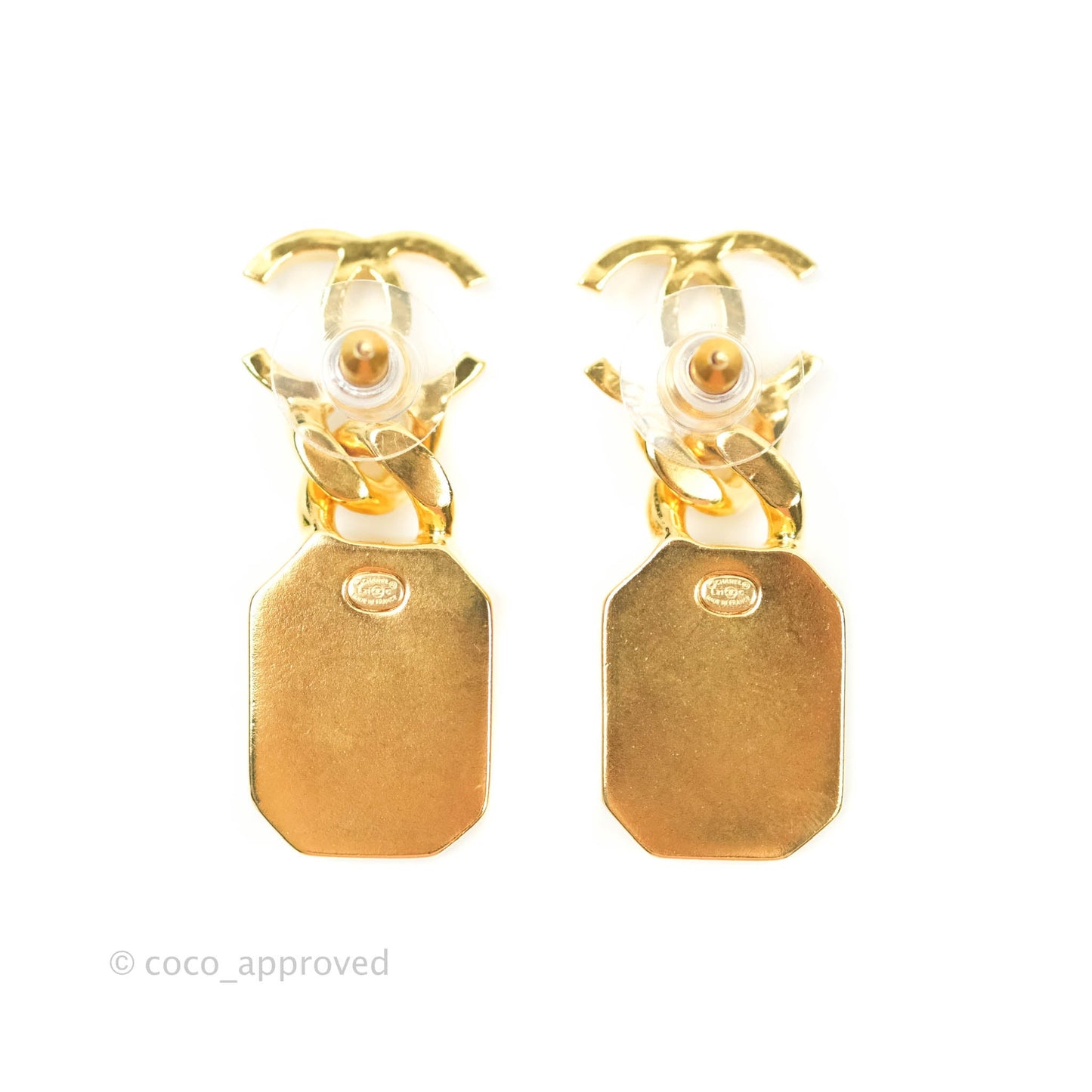 Chanel CC Crystal Drop Earrings Gold Tone 21A