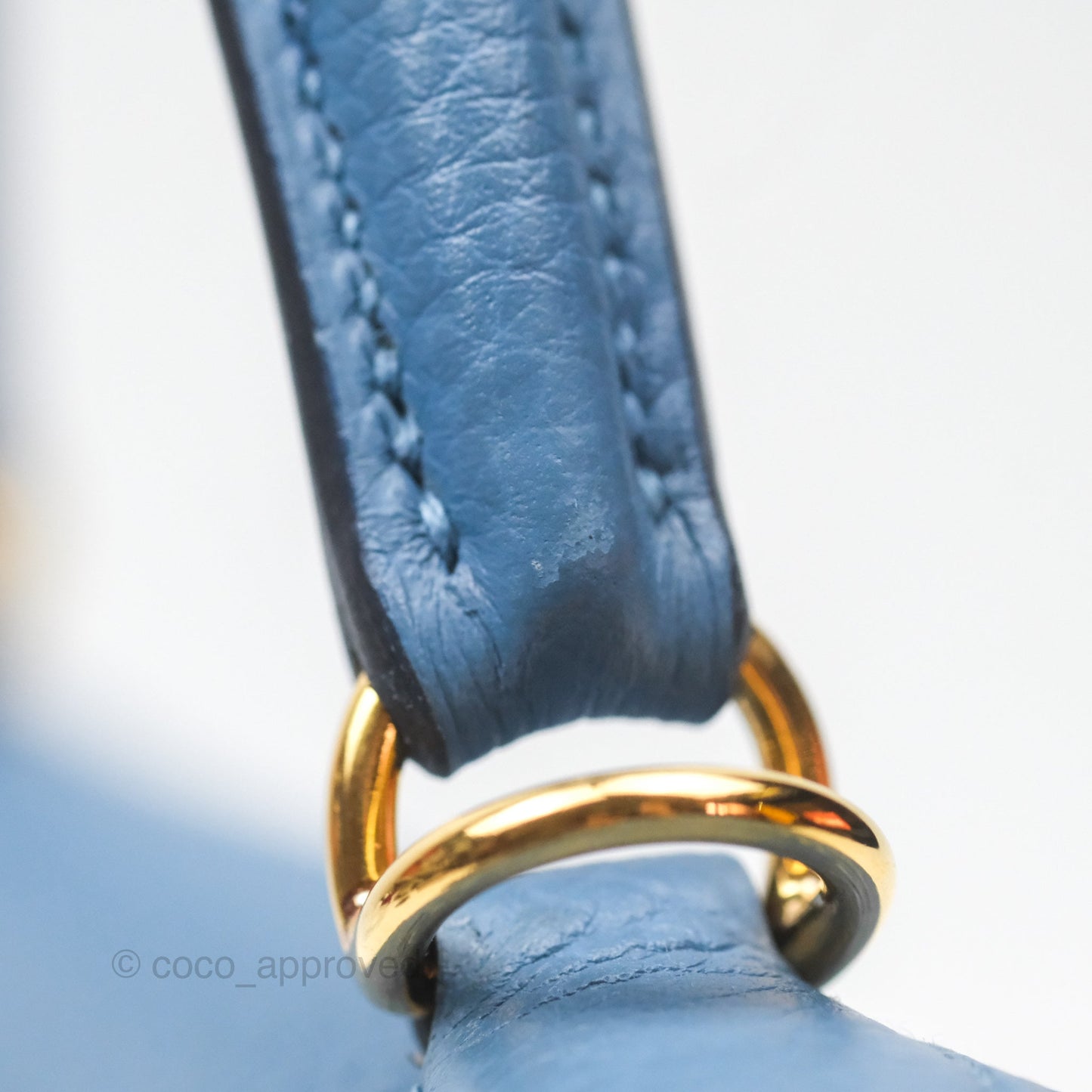 Hermes Kelly 25 Togo Bleu Azur 7R Gold Hardware
