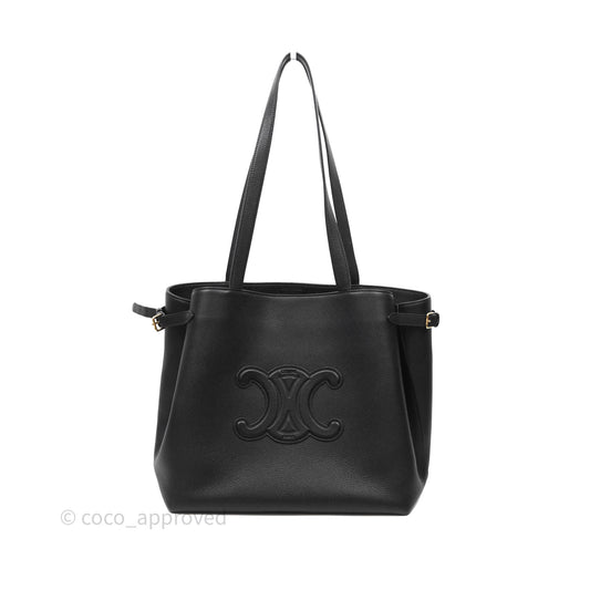 Celine Medium Cabas Anaïs Cuir Triomphe in Grained Calfskin Black