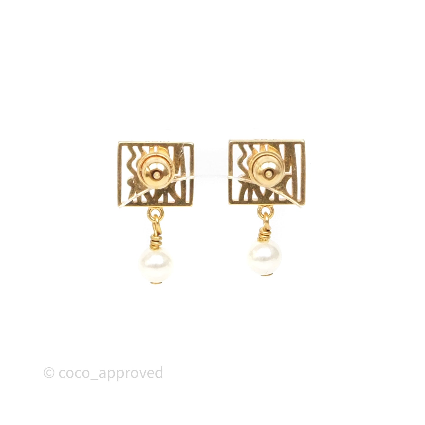 Christian Dior Miss Dior Drop Pearl Earrings Gold Tone