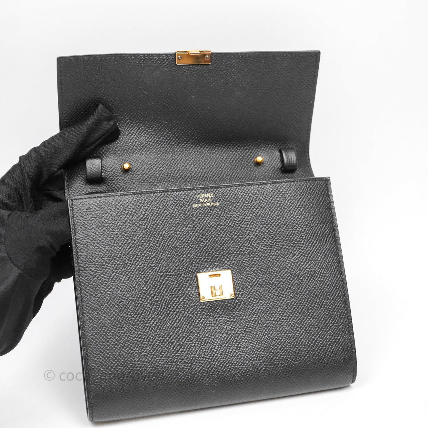 Hermès Clic 16 Wallet On Chain Noir Epsom Gold Hardware