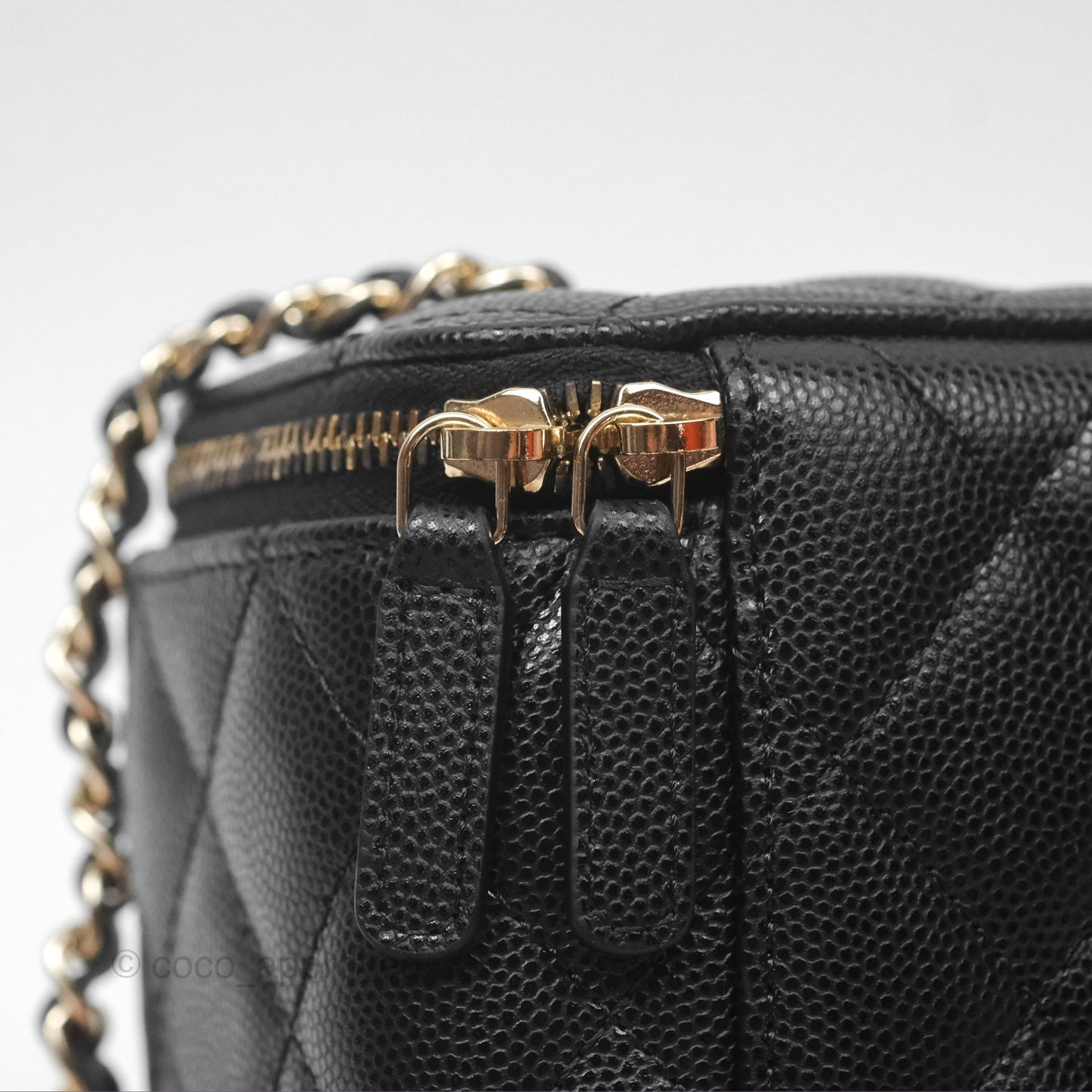 Chanel Vanity Rectangular With Chain Black Caviar Gold Hardware
