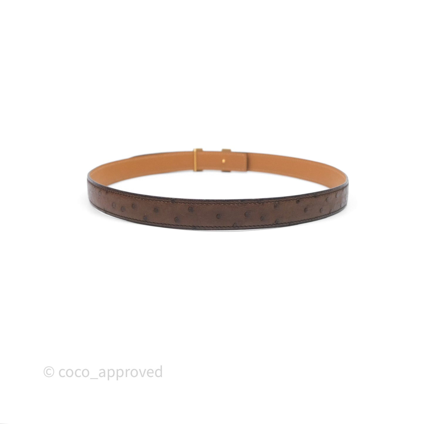 Hermès H Belt Buckle Ostrich Leather Brown Size 80