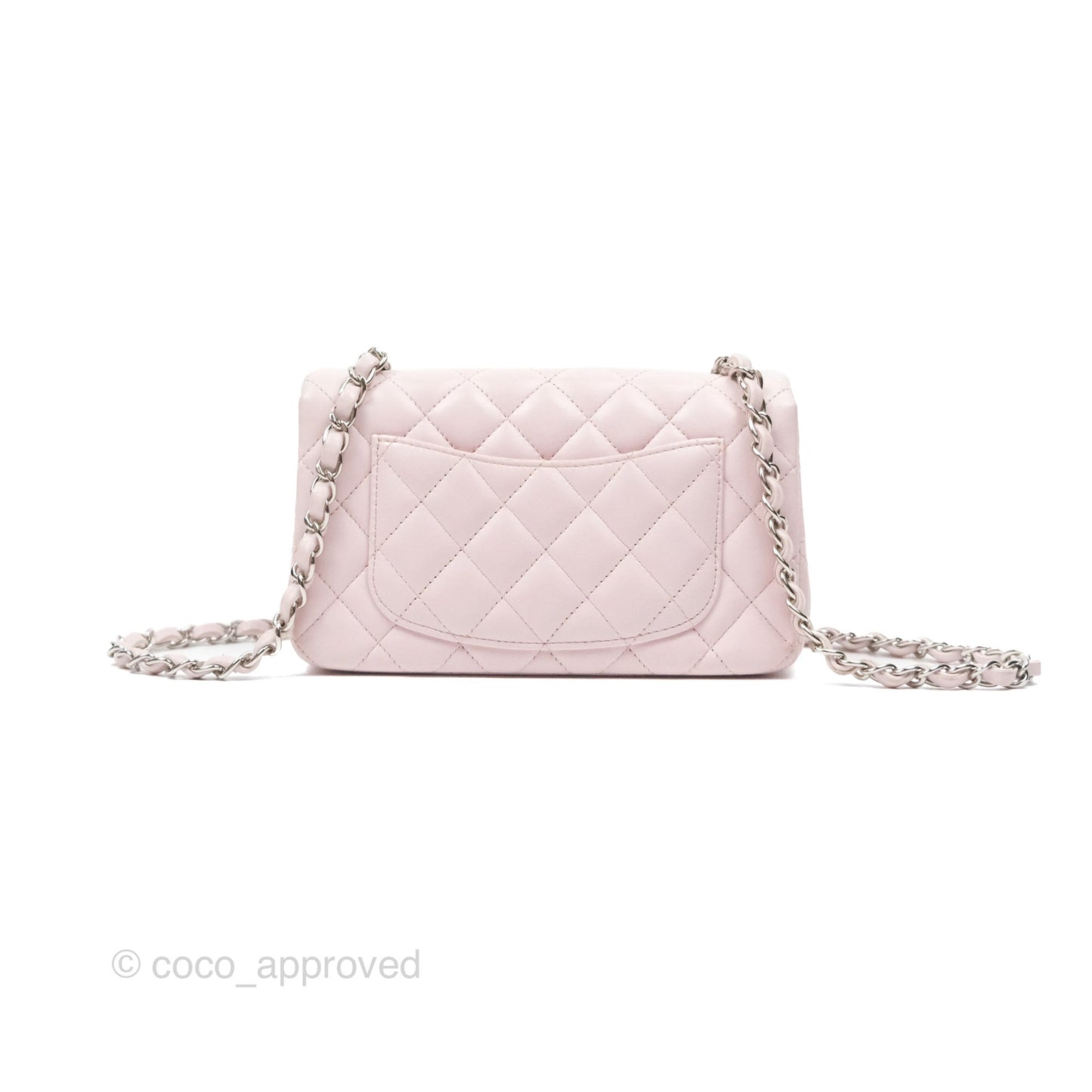 Chanel Quilted Mini Rectangular Light Pink Lambskin Silver Hardware