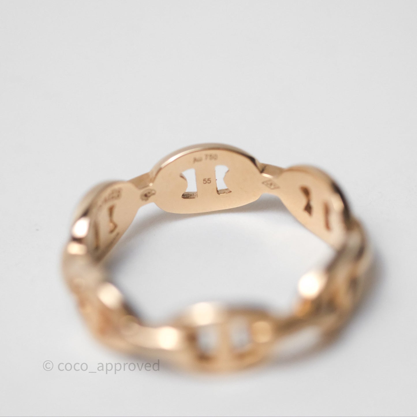 Hermès Chaine d'Ancre Enchainee Band Ring PM Rose Gold 55