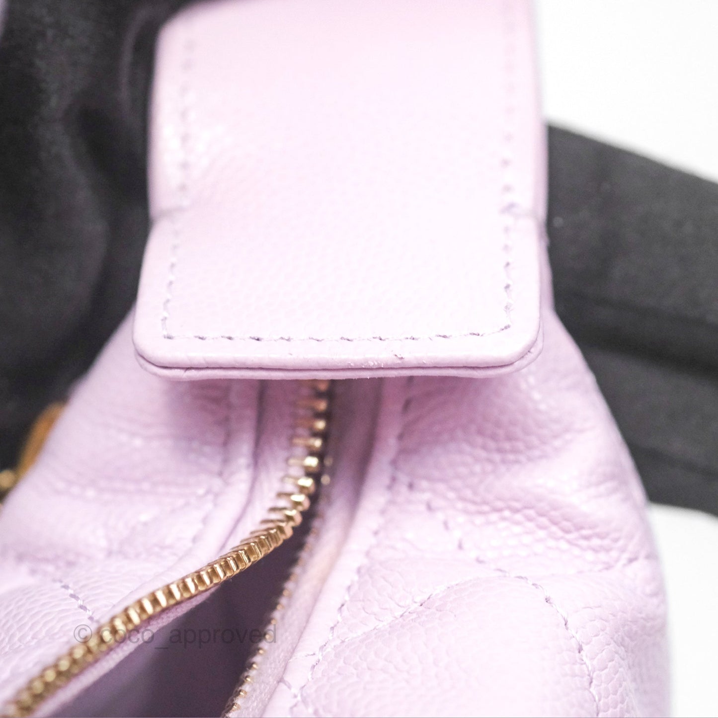 Chanel Bow Hobo Pouch Lilac Caviar Gold Hardware 24S