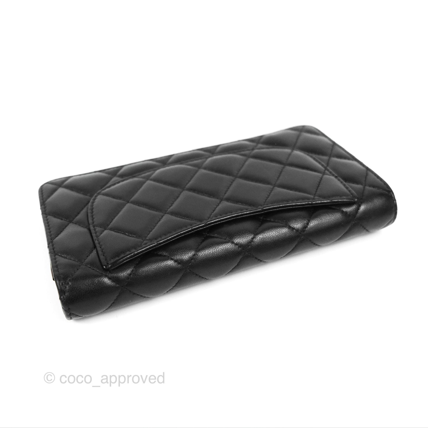 Chanel Classic Long Wallet Quilted Black Lambskin Gold Hardware