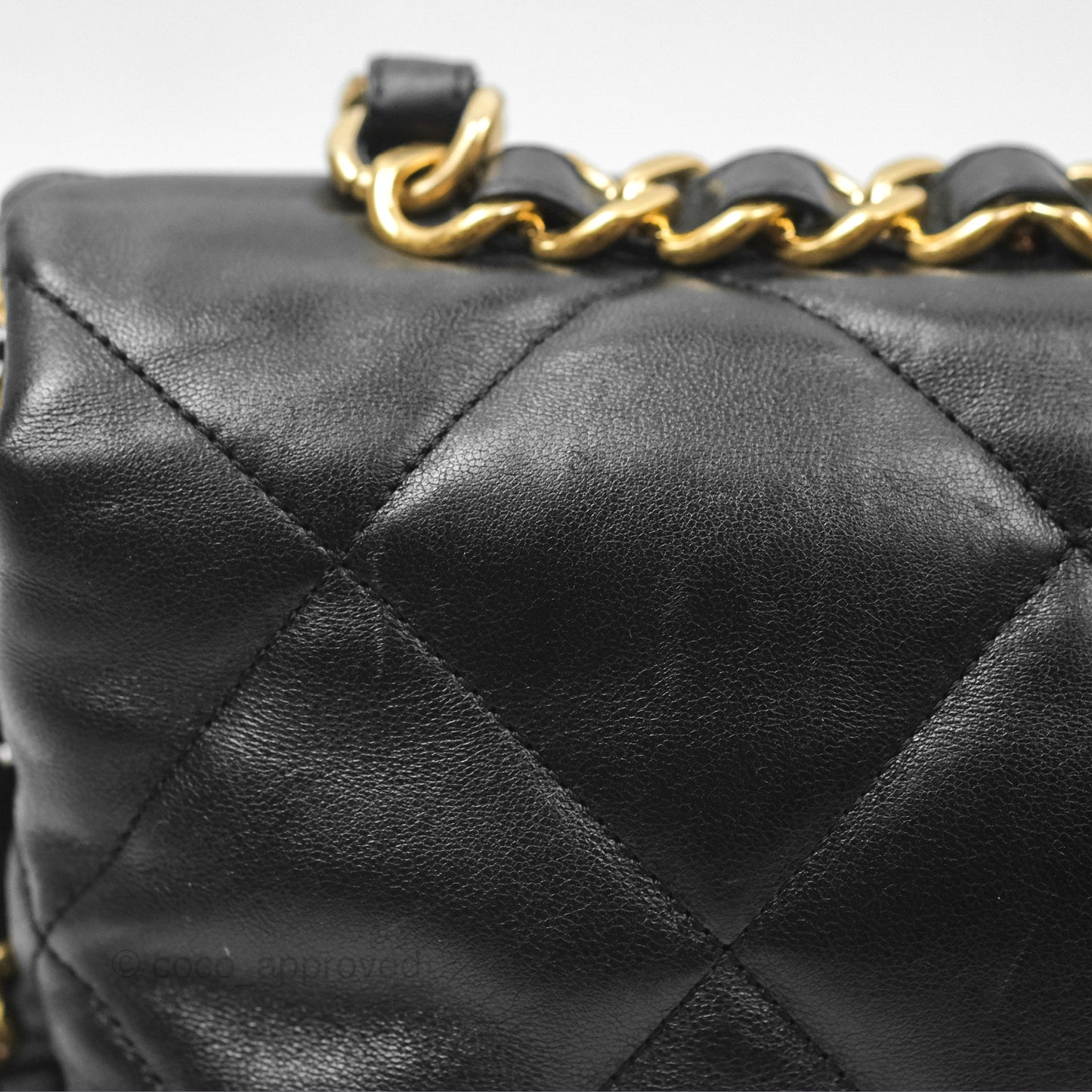 Chanel Chain Handle Flap Bag Black Goatskin Gold Hardware