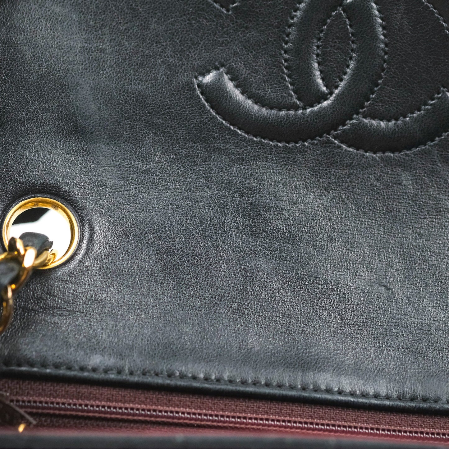 Chanel Vintage Square Flap Bag Black Lambskin 24K Gold Hardware