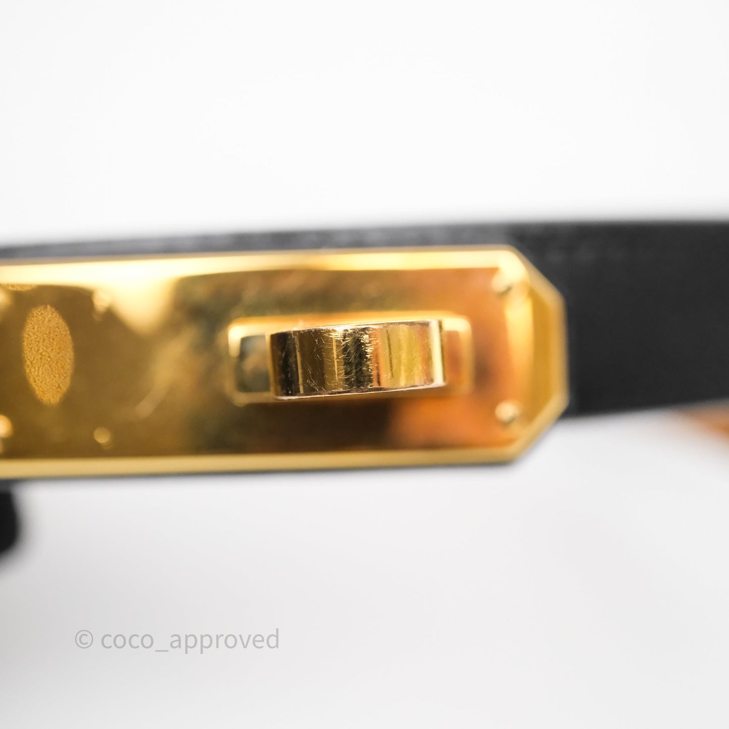 Hermès Kelly Buckle Belt Black Noir 89 Box Leather Gold Hardware
