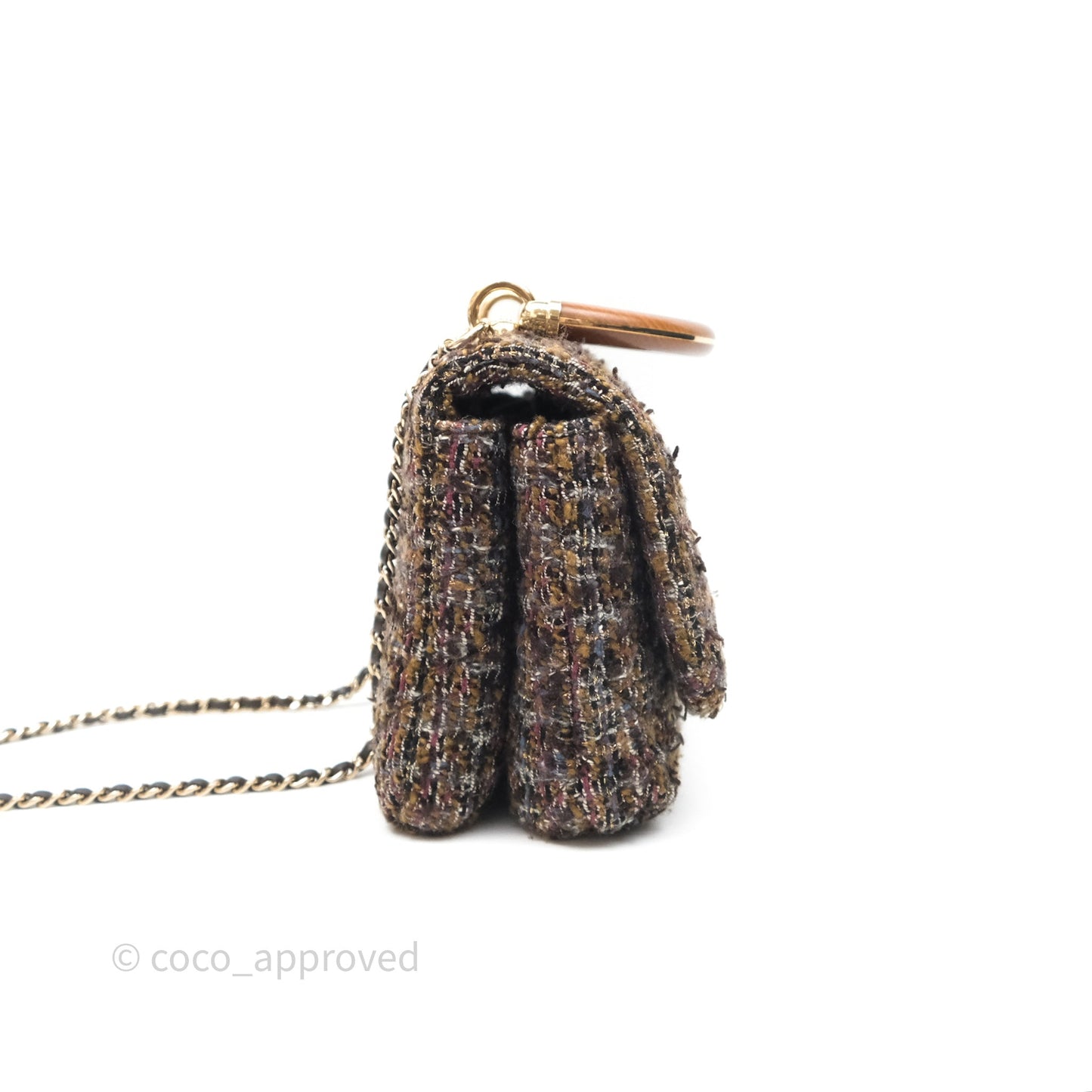 Chanel Top Handle Flap Bag Tweed Gold Hardware