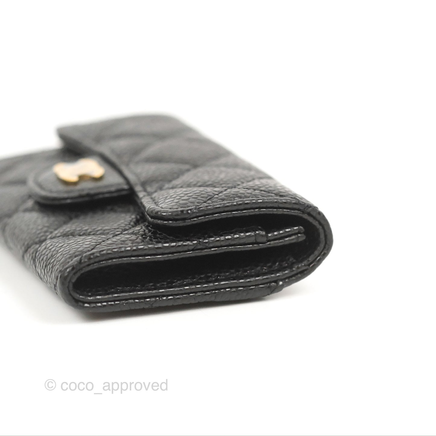 Chanel Classic Quilted Flap Card Holder Black Caviar Gold Hardware