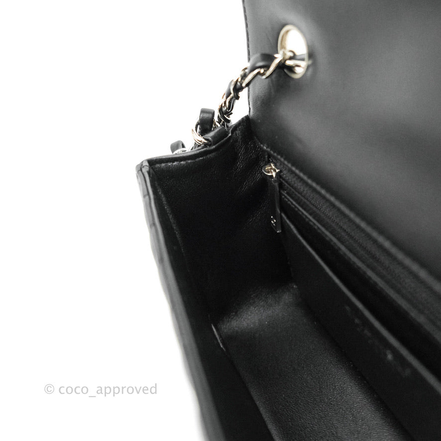 Chanel Chevron Mini Rectangular Flap Black Lambskin Silver Hardware