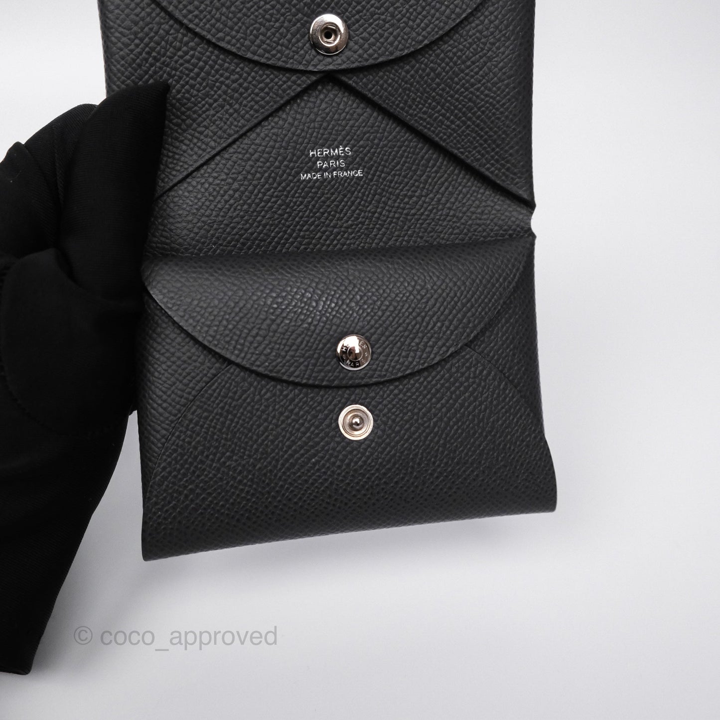 Hermès Calvi Duo Compact Card Holder Graphite 88 Epsom