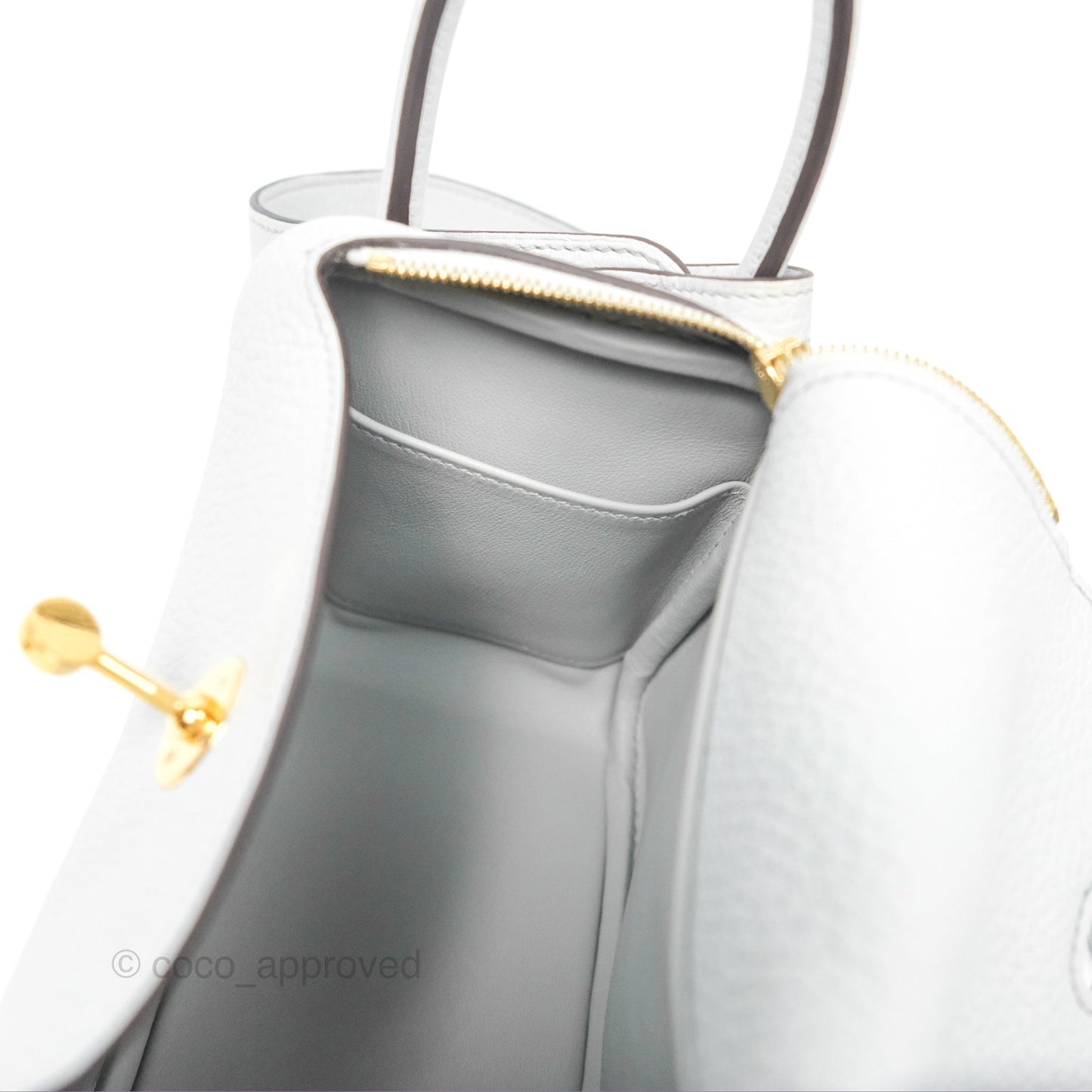 Hermès Mini Lindy 20 Bleu Pale Clemence Gold Hardware