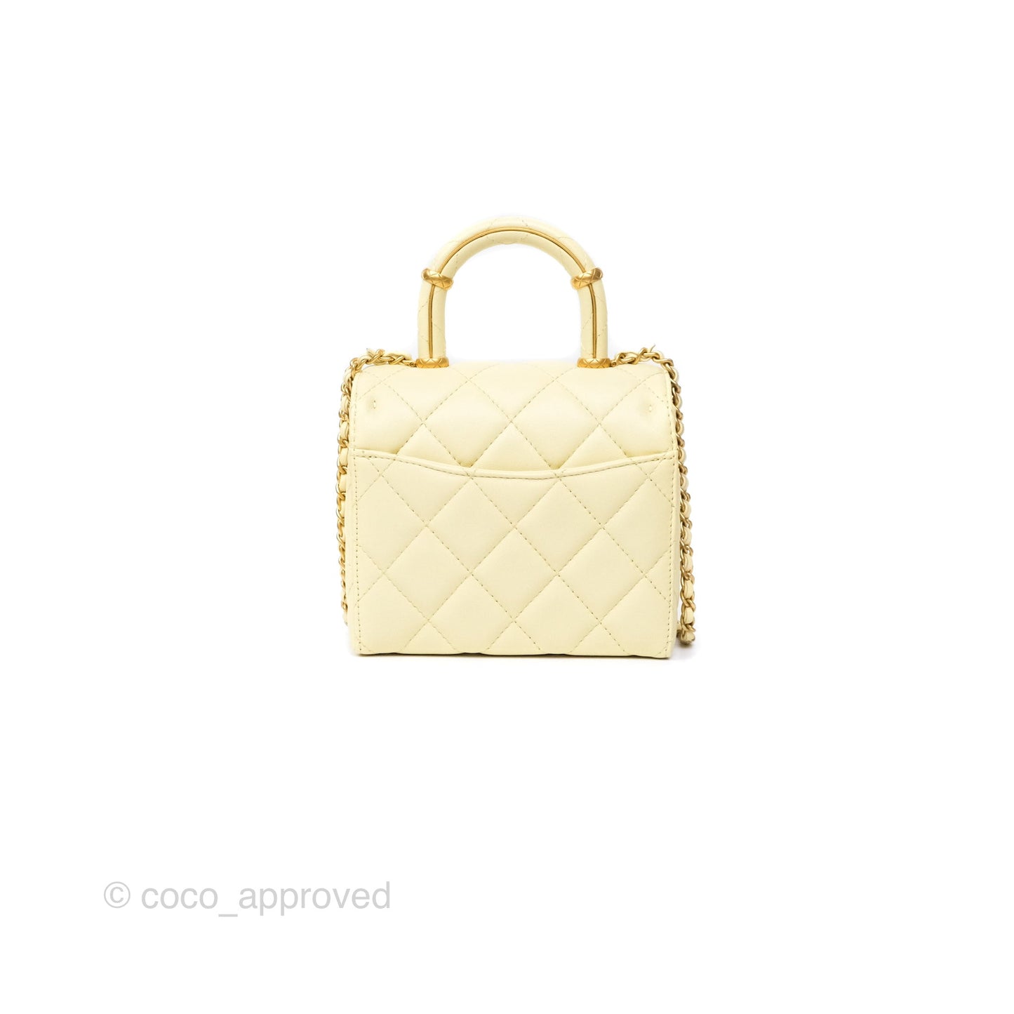 Chanel Crush Top Handle Flap Bag Yellow Lambskin Aged Gold Hardware