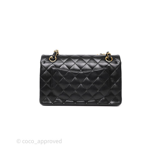 Chanel Small Classic Flap Quilted Black Lambskin Gold Hardware