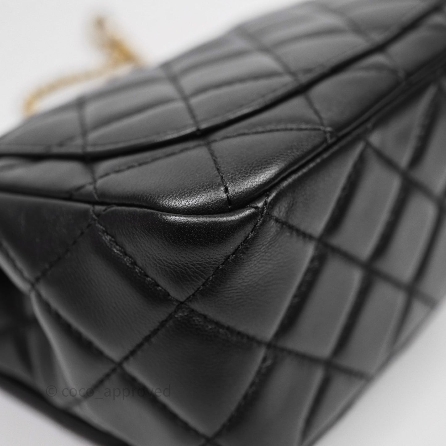 Chanel Pearl Crush Mini Square Quilted Black Lambskin Aged Gold Hardware