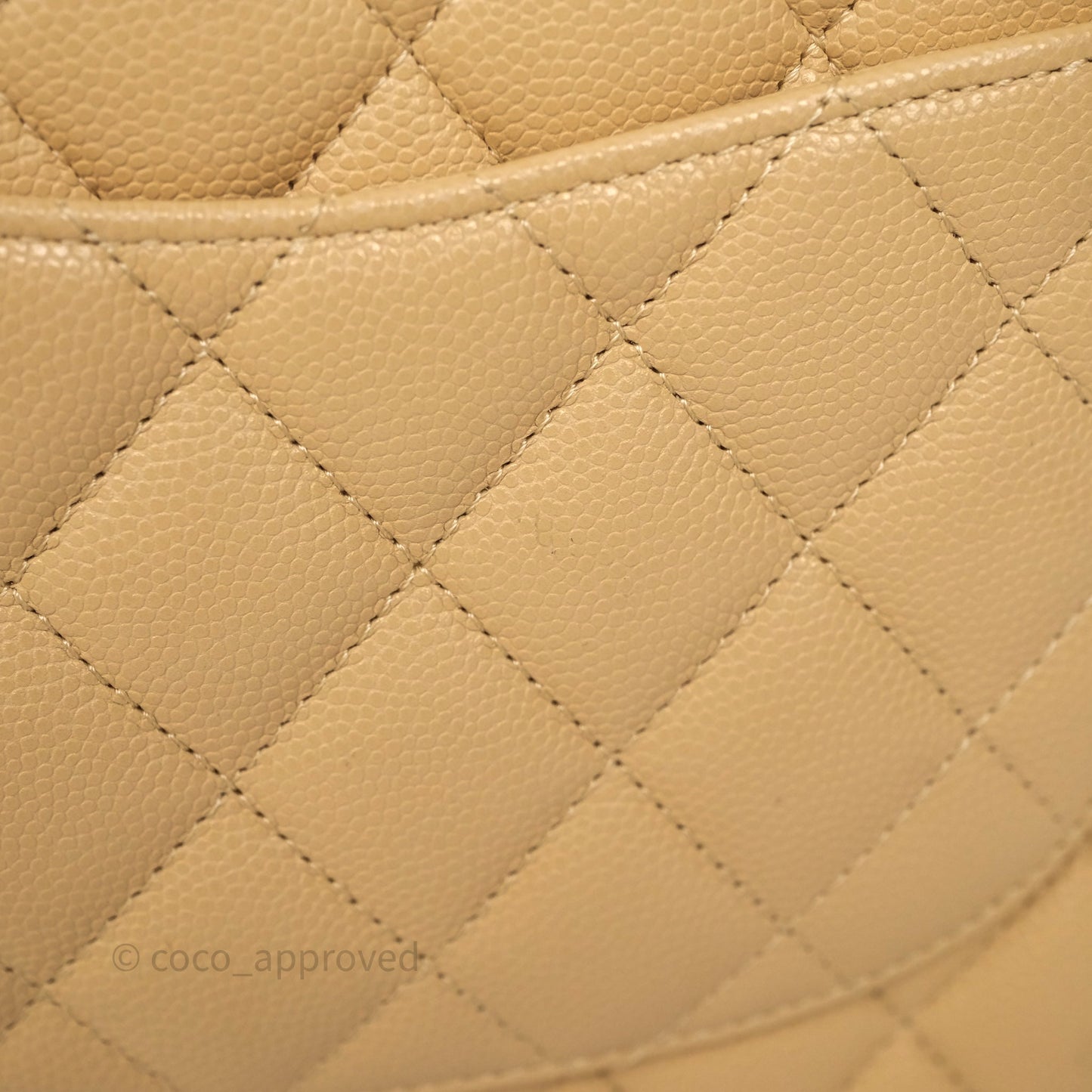 Chanel Classic M/L Medium Flap Quilted Beige Caviar Gold Hardware