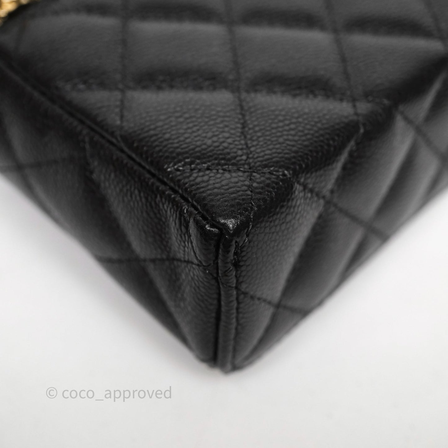 Chanel Top Handle Long Vanity with Chain Black Caviar Gold Hardware