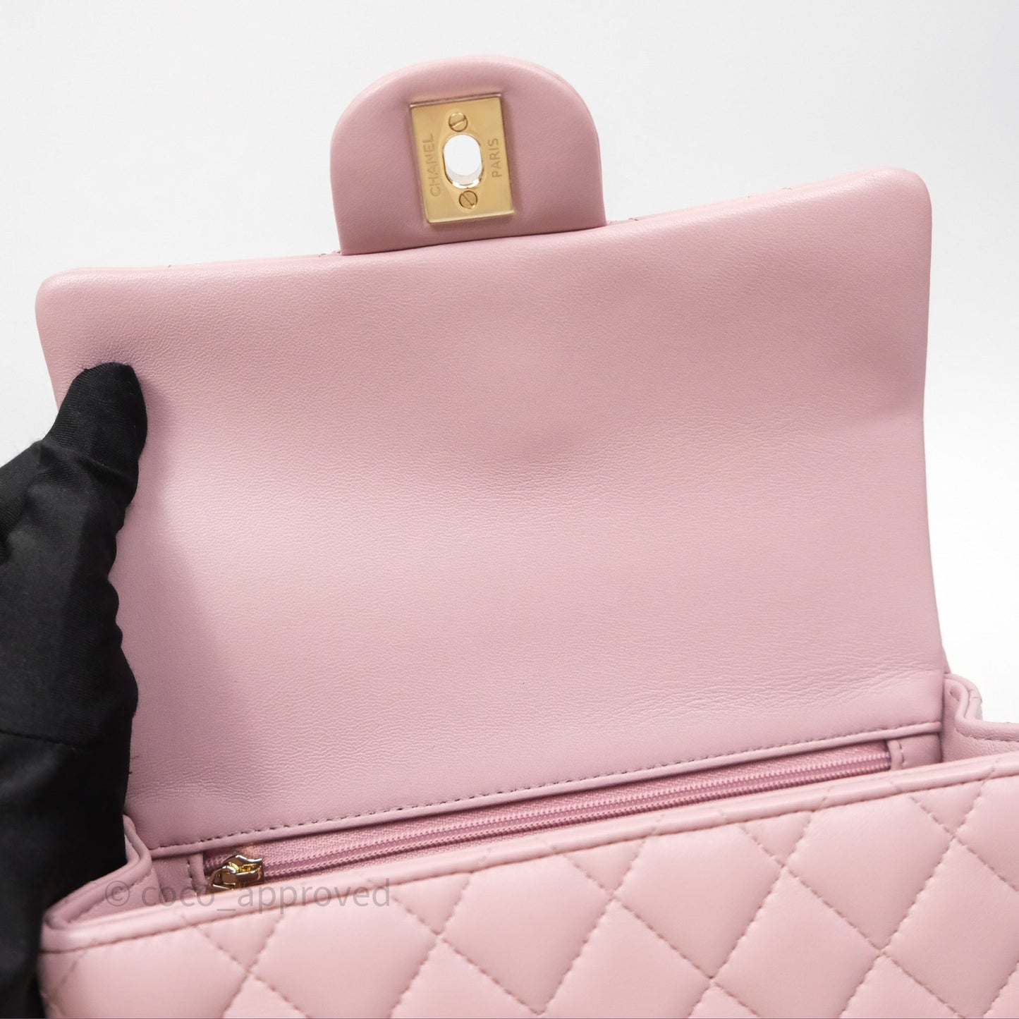 Chanel Top Handle Mini Rectangular Flap Lilac Pink Lambskin Gold Hardware
