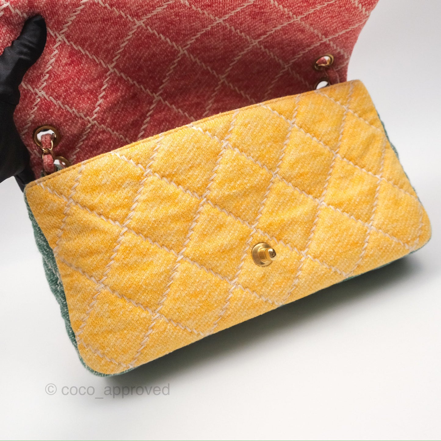 Chanel Denim Quilted Medium Flap Rainbow Gold Hardware