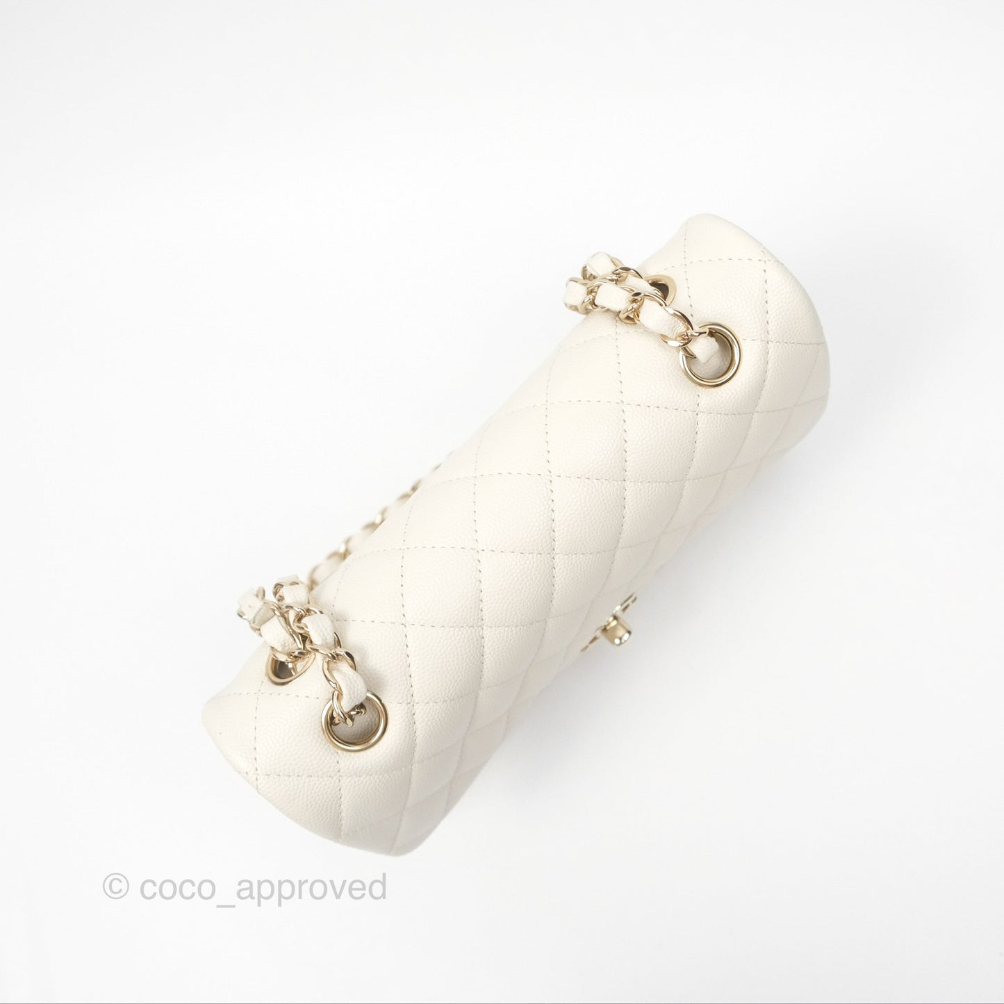 Chanel Small Classic Quilted Flap Light Ivory Caviar Gold Hardware