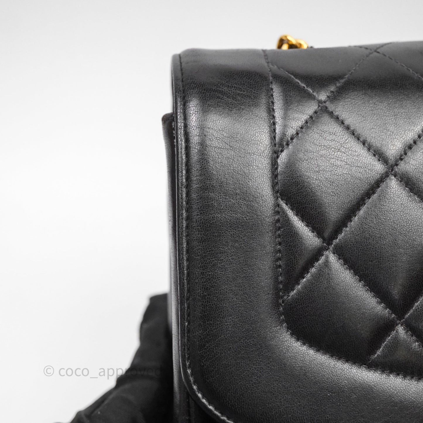 Chanel Vintage Medium Classic Diana Flap Bag Black Lambskin 24K Gold Hardware