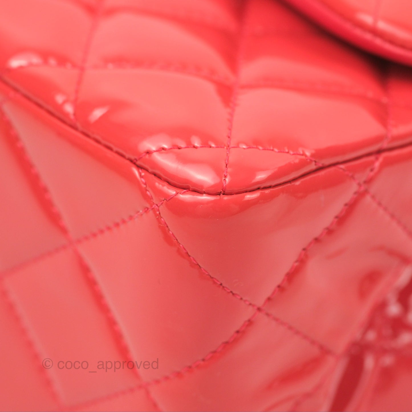 Chanel Jumbo Double Flap Coral Pink Patent Silver Hardware⁣⁣