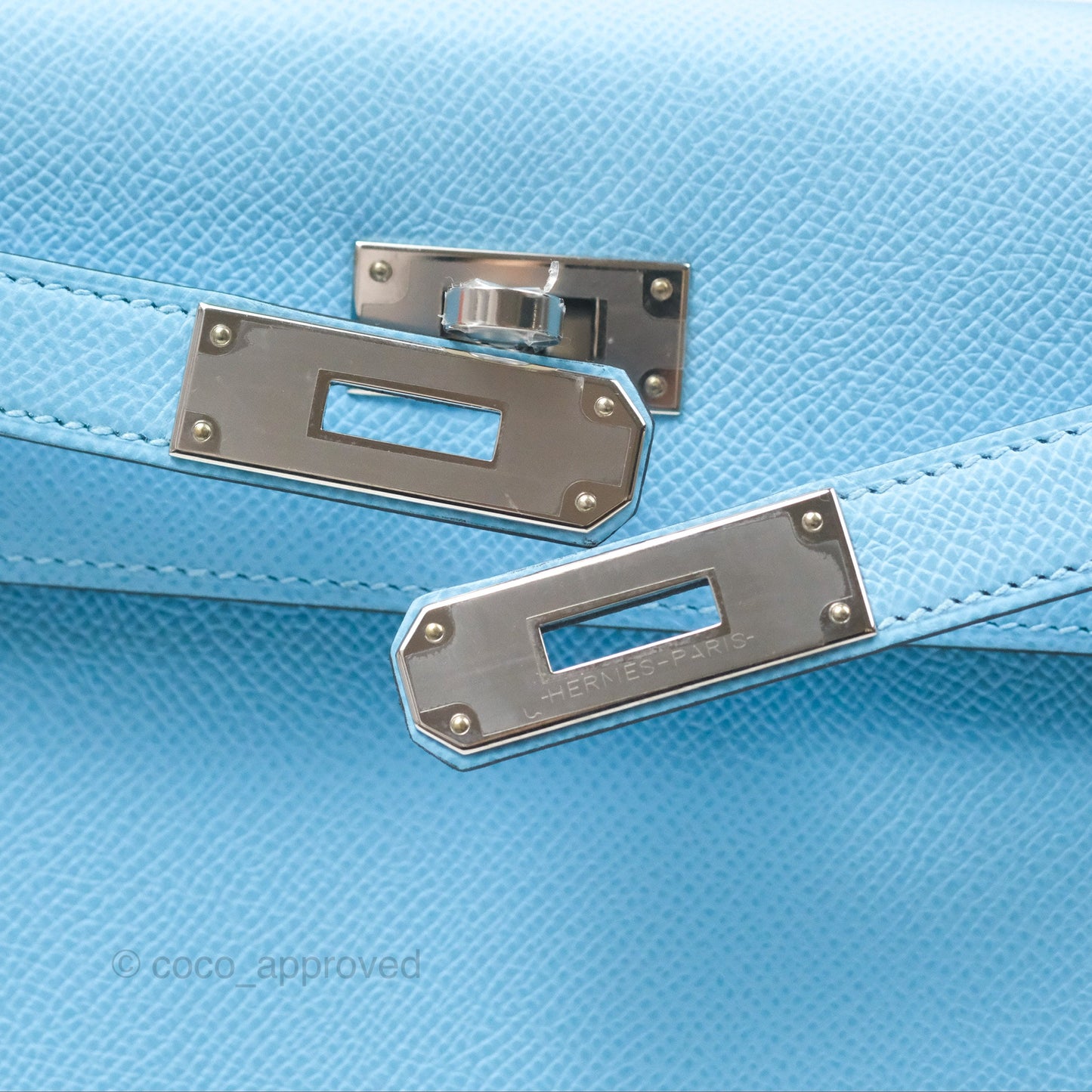 Hermès Sellier Kelly 28 Celeste 7N Epsom Palladium Hardware