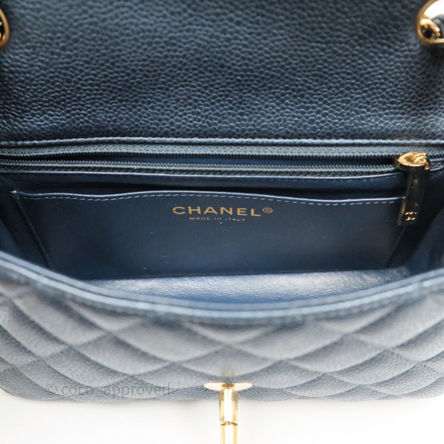 Chanel Mini Rectangular Quilted Iridescent Teal Caviar Gold Hardware