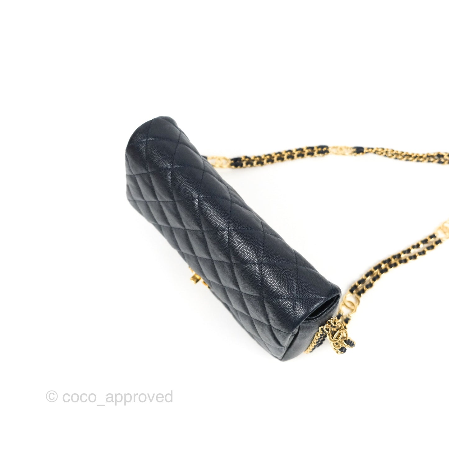Chanel Quilted CC You Flap Navy Blue Caviar Gold Hardware 23C