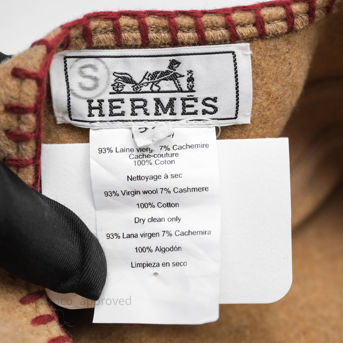 Hermès Saint Honore Beret Cashmere Biscuit 48/ Rouge H 55