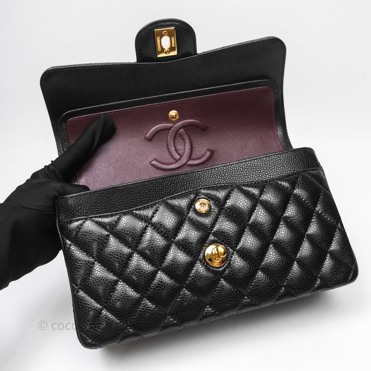 Chanel Small Classic Quilted Flap Black Caviar Gold Hardware