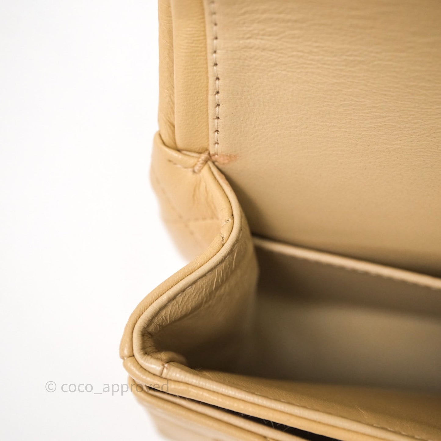 Chanel Vintage Small Classic Flap Beige Lambskin 24K Gold Hardware