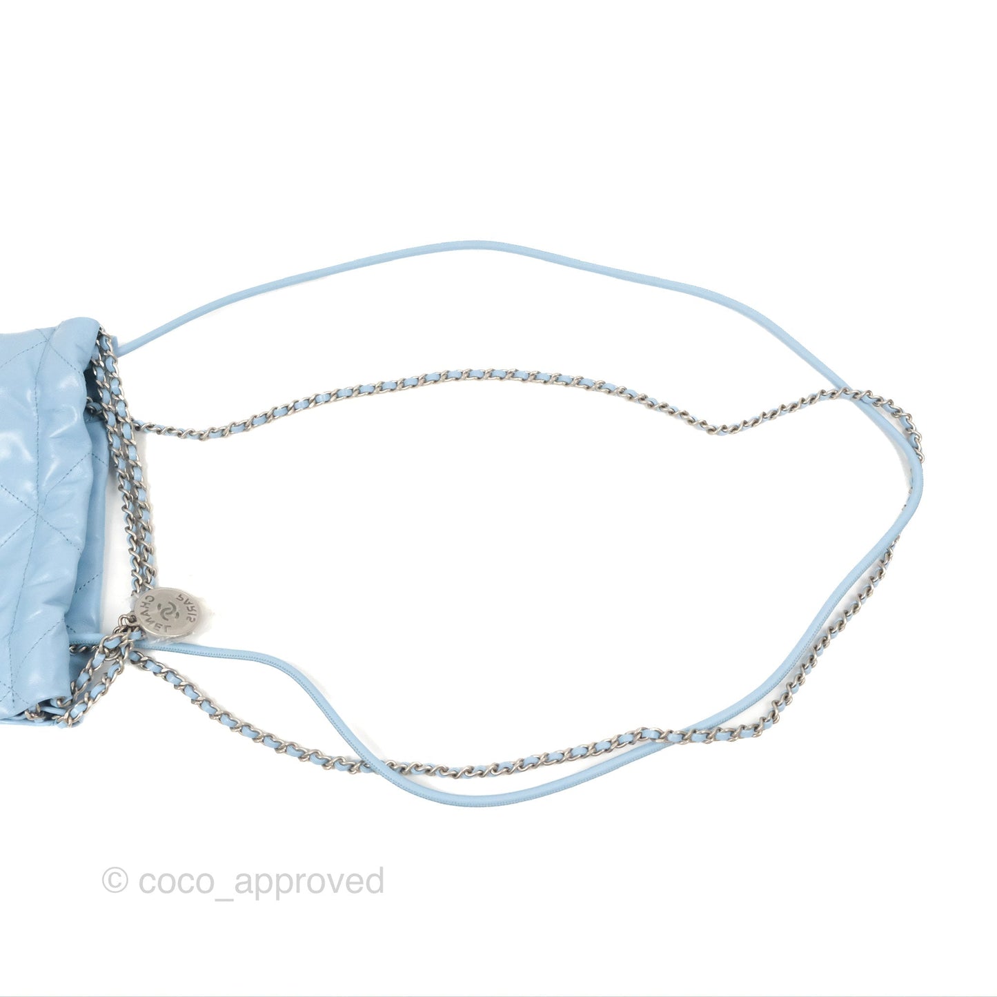 Chanel 22 Mini Bag Light Blue Crumpled Calfskin