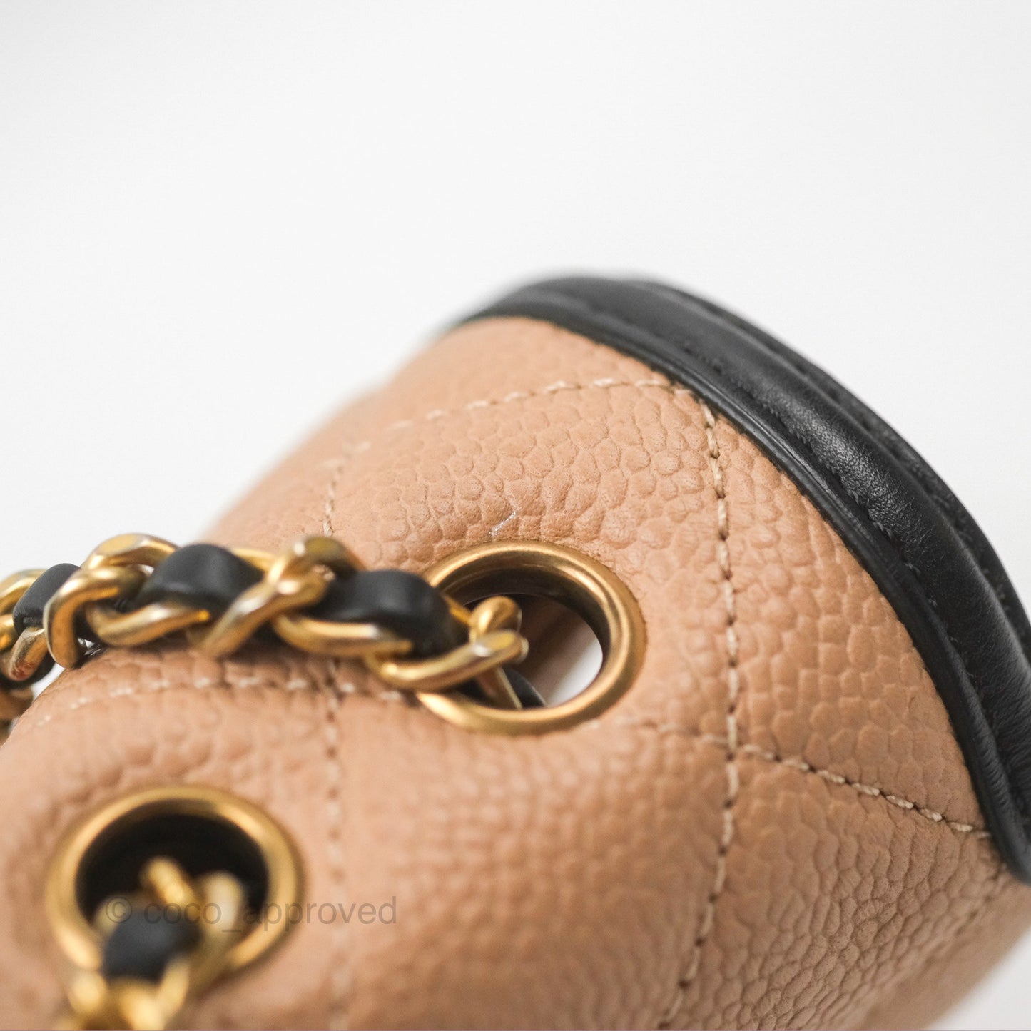 Chanel Quilted Small CC Filigree Flap Beige Black Caviar
