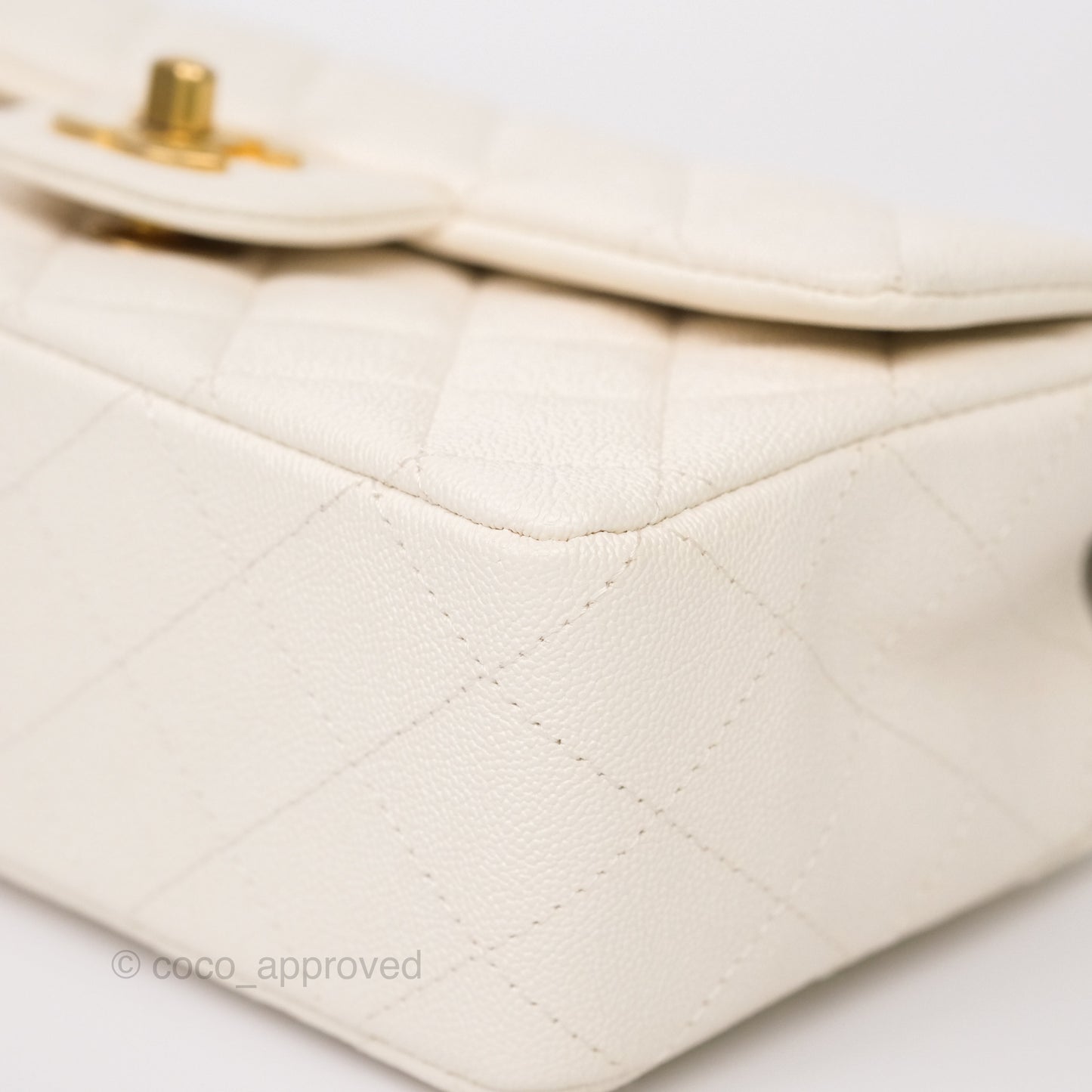 Chanel Top Handle Mini Rectangular Flap Bag Ivory Caviar Gold Hardware