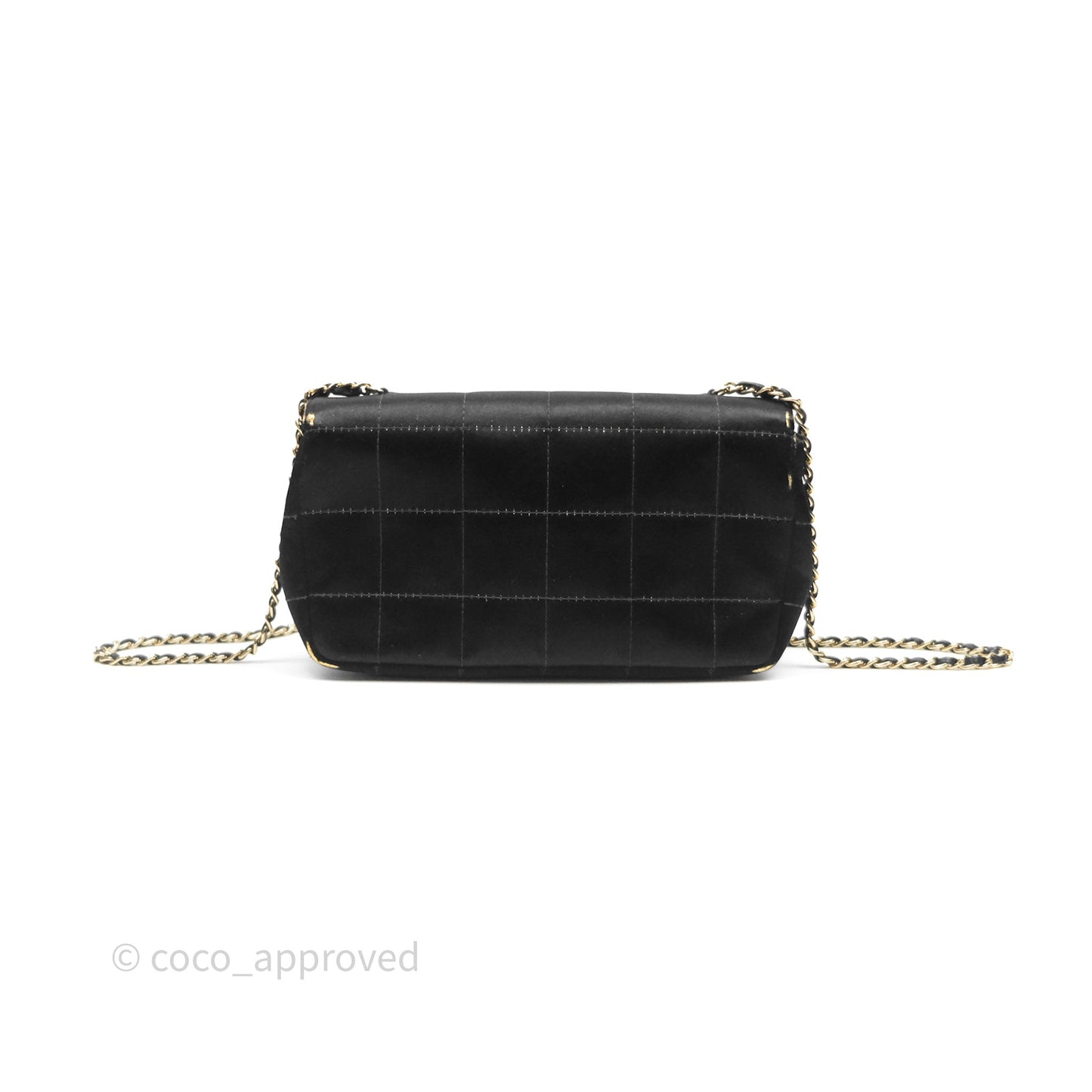 Chanel Vintage Mini Chocolate Bar Flap Black Satin Gold Hardware