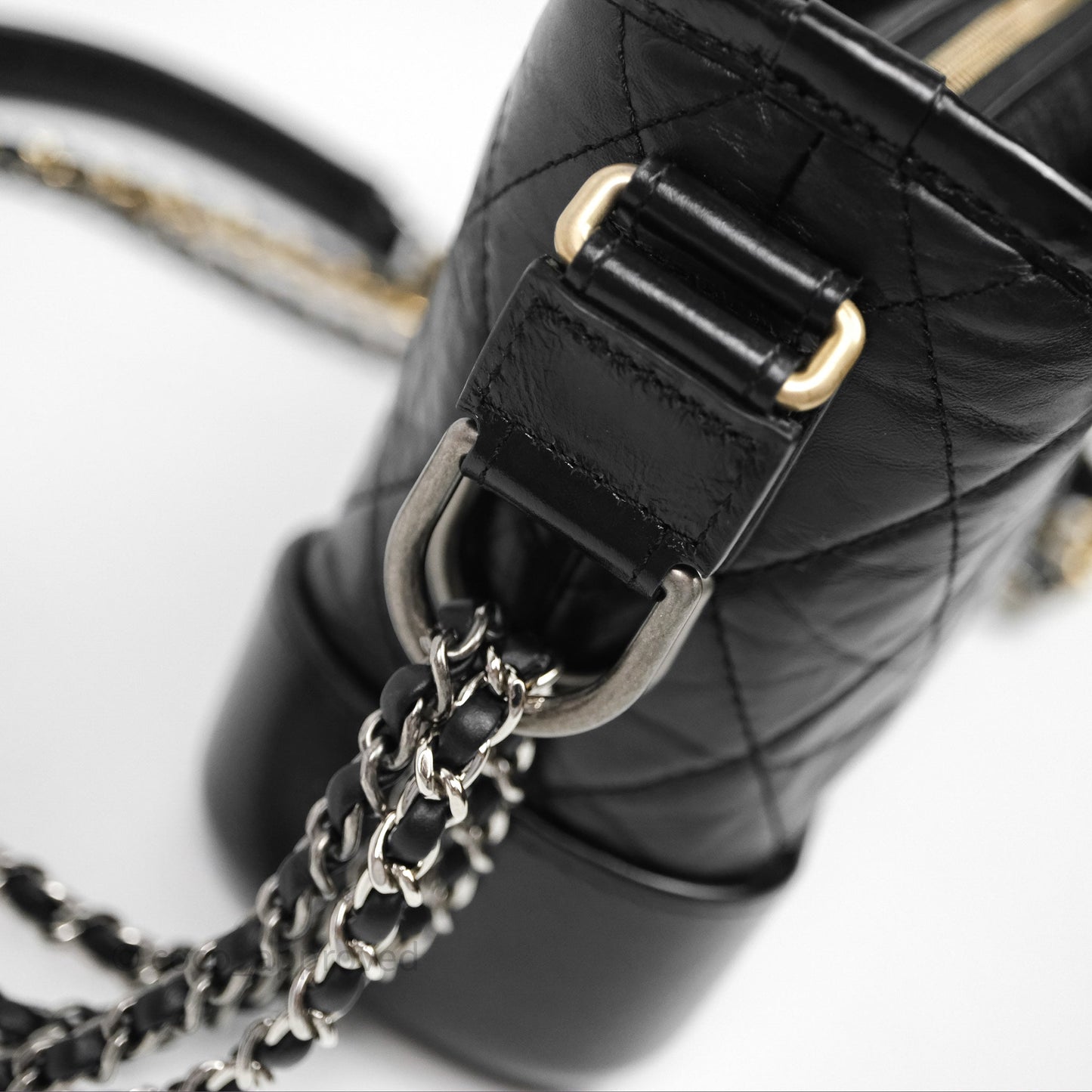 Chanel Small Gabrielle Hobo Quilted Black Aged Calfskin