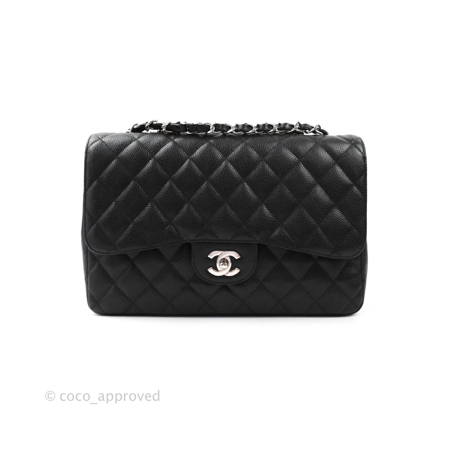 Chanel Jumbo Single Flap Black Caviar Silver Hardware