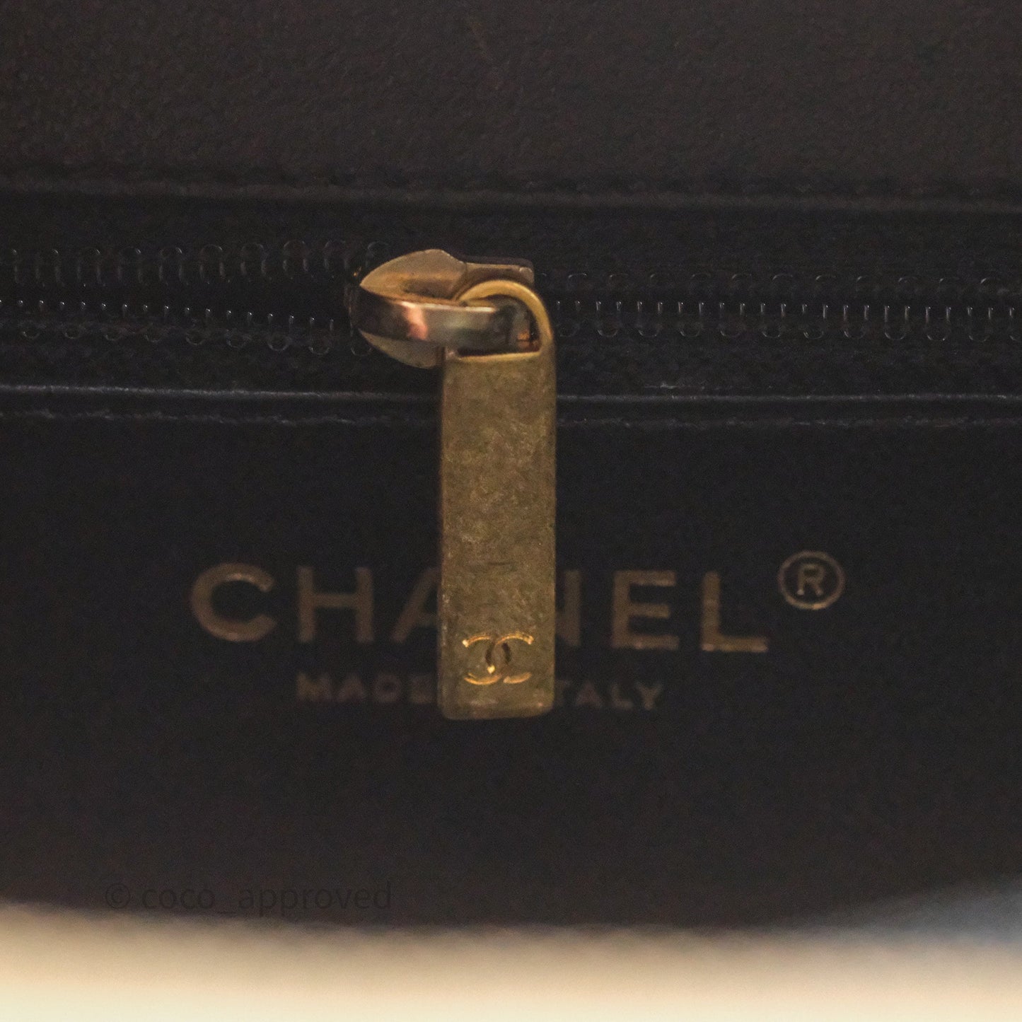 Chanel Medium CC Filigree Vanity Case Quilted Beige Black Caviar