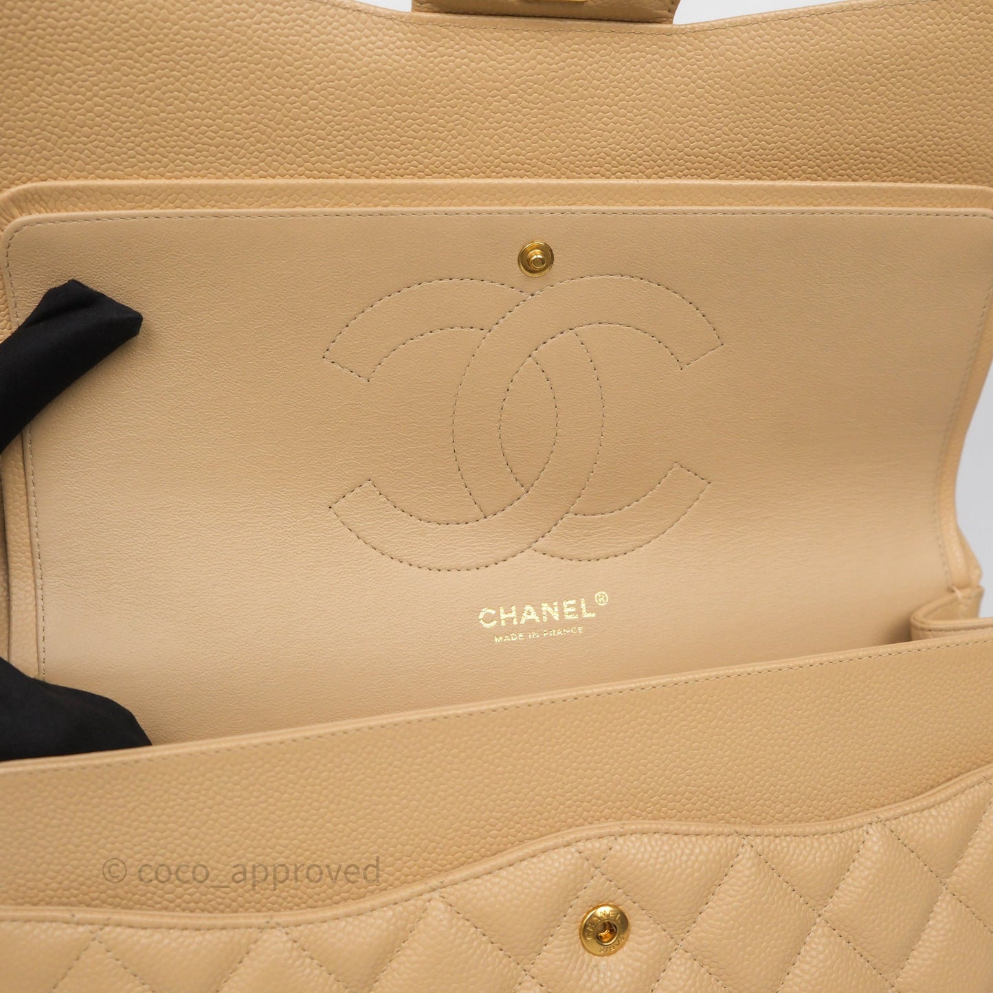Chanel Jumbo Double Flap Beige Caviar Gold Hardware⁣⁣