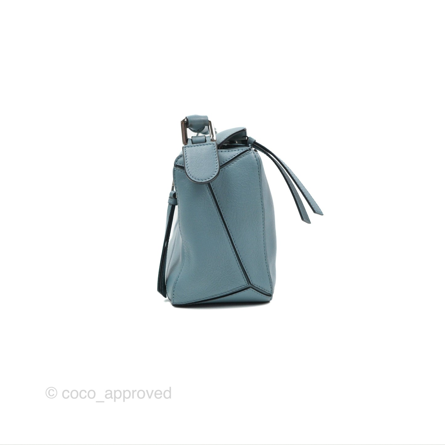 Loewe Small Puzzle Bag Stone Blue Calfskin Silver Hardware
