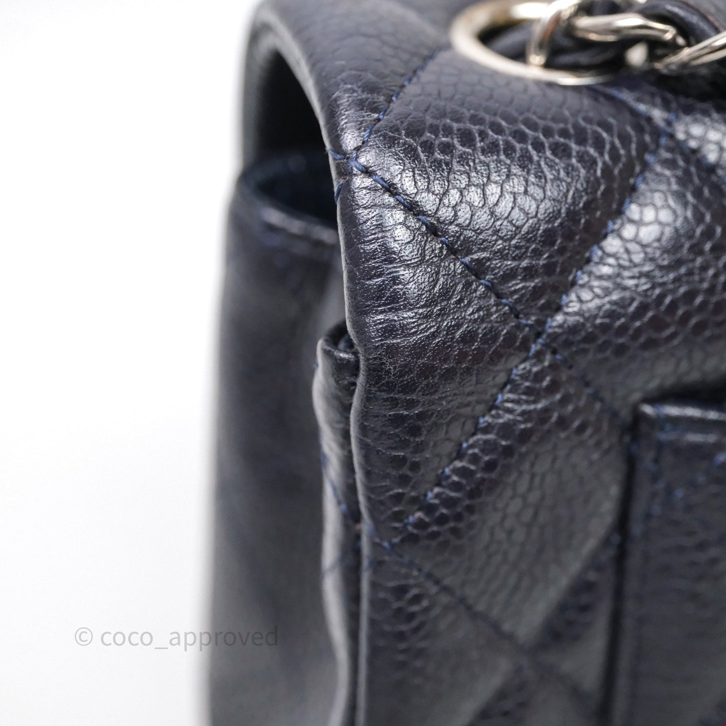 Chanel Mini Rectangular Quilted Dark Navy Caviar Silver Hardware