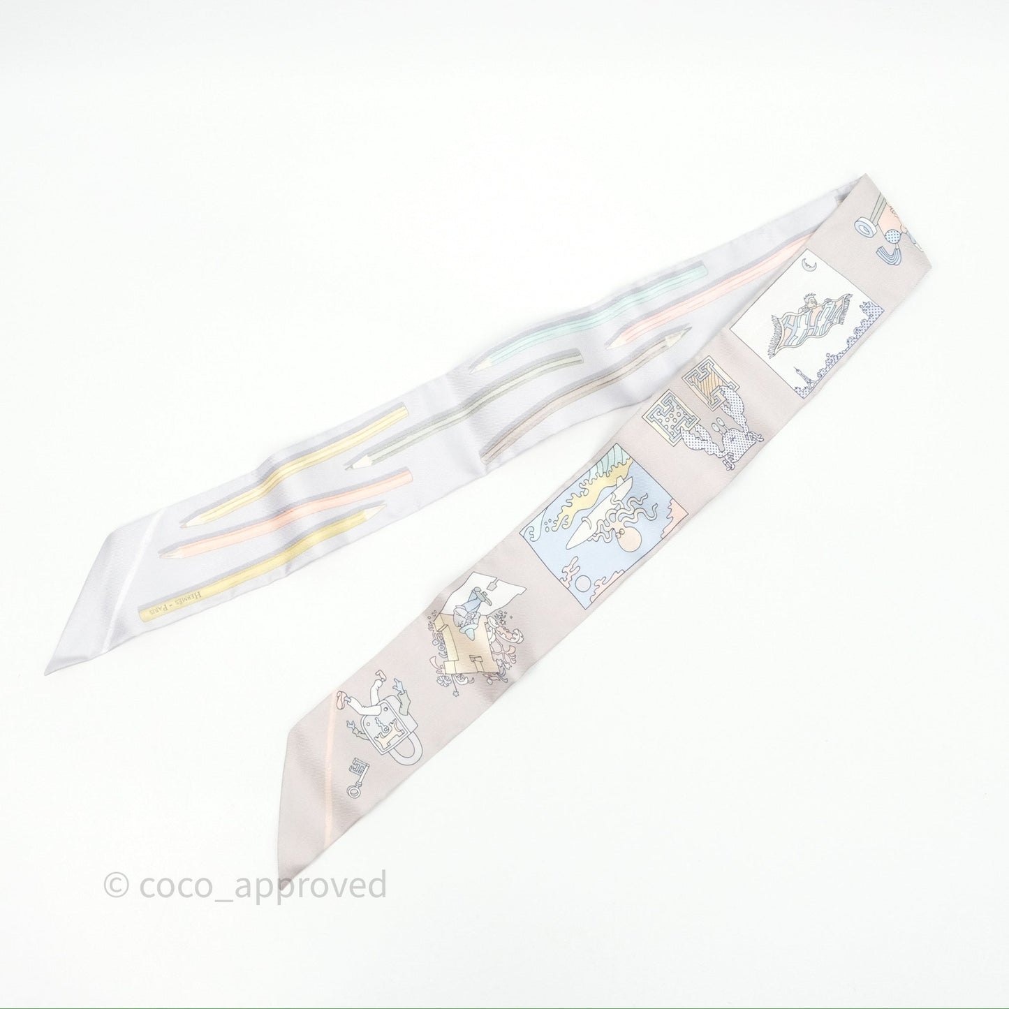 Hermès A Vos Crayons et Carre Libre Silk Twilly