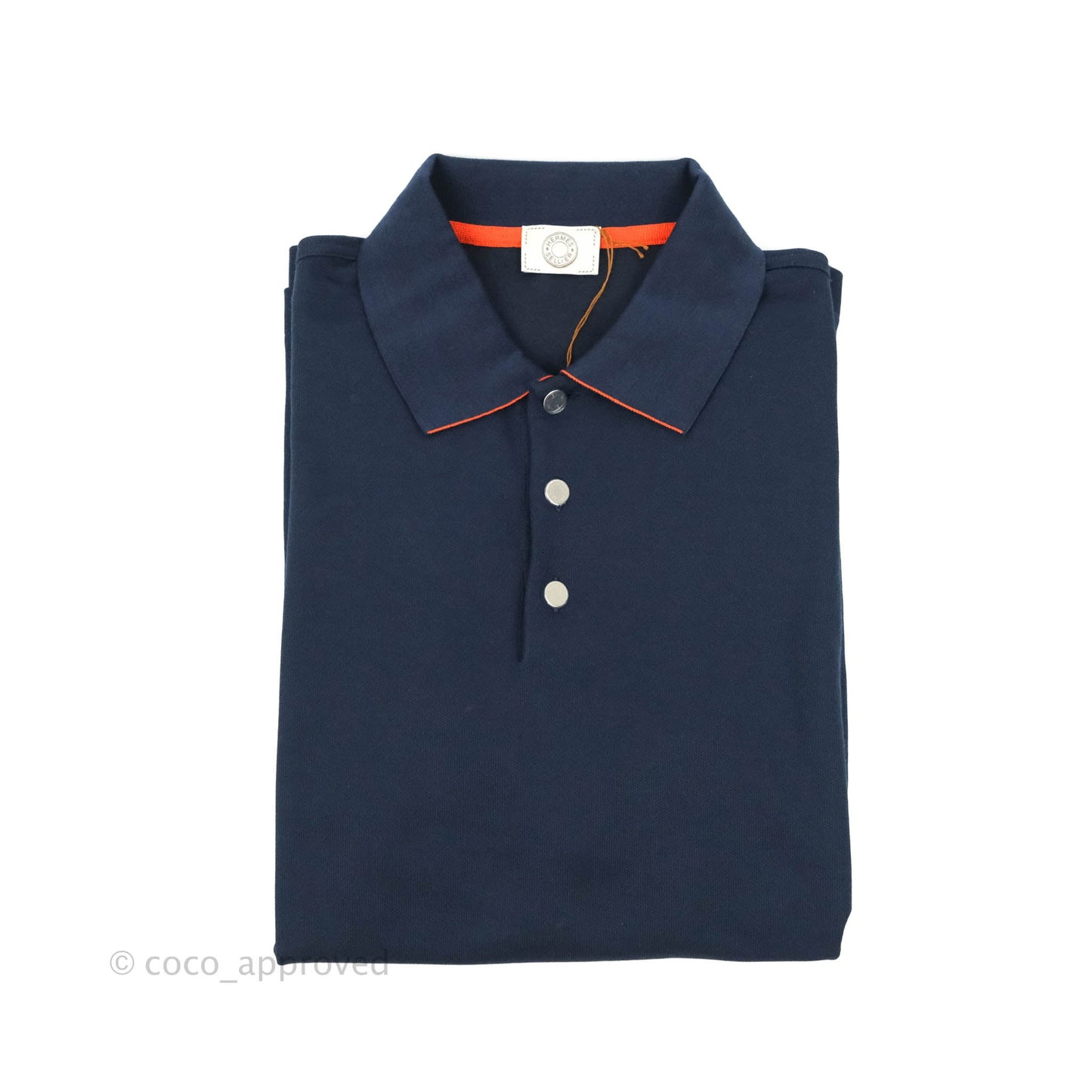 Hermès Men's Navy Polo Shirt Size M