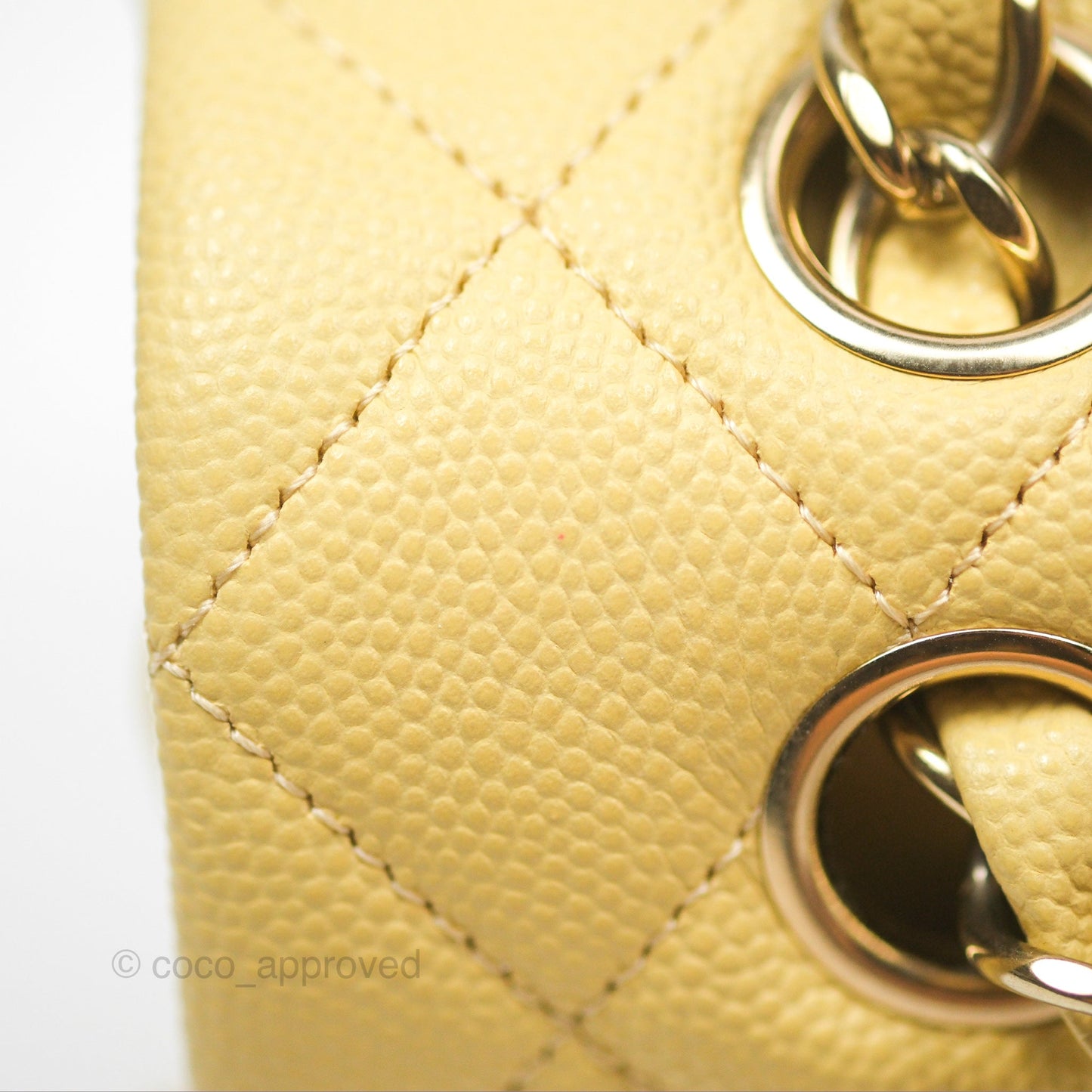 Chanel Small Classic Quilted Flap Yellow Caviar Gold Hardware